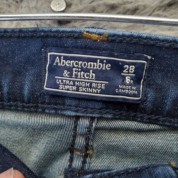 Abercrombie & Fitch Jeans Womens Size 6R Blue Ultra High Rise Super Skinny Denim - Picture 2 of 12